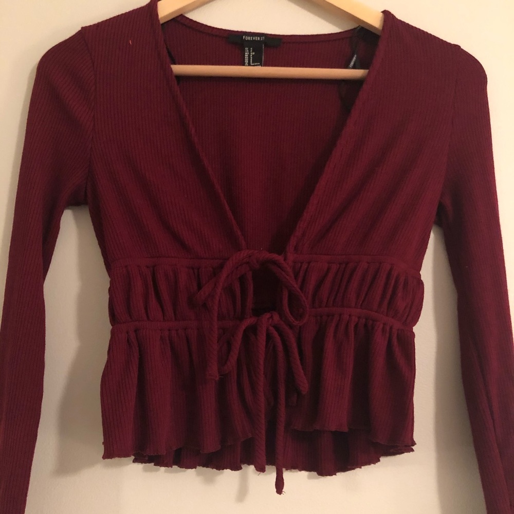 Maroon Tie Front Shirt - Picture 6 of 6